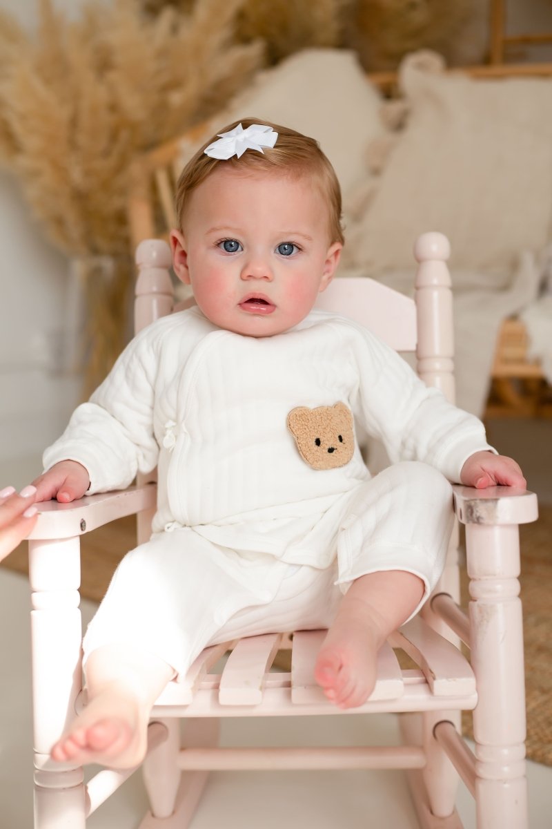 The Teddy Bear Boucle Wrap Baby Grow Romper - Cozy Crew Club