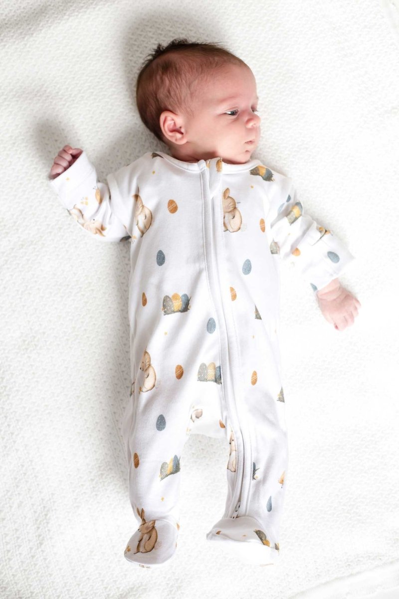 Cozy Easter Bunny Bamboo & Organic Cotton Zip Sleepsuit One Piece - Cozy Crew Club
