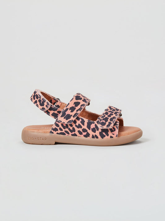 ZIG AND STAR SOLAR INFANT SANDAL PINK ANIMAL SIDE