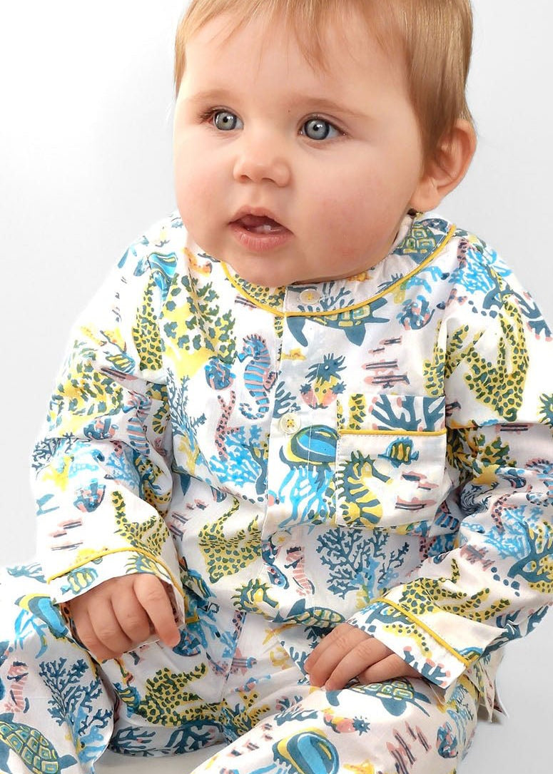 a fin - tastic dance off - organic cotton baby pyjama set - Kutti Lulu