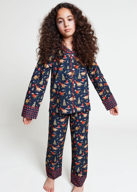a jurassic christmas - organic cotton kids pyjama set - Kutti Lulu