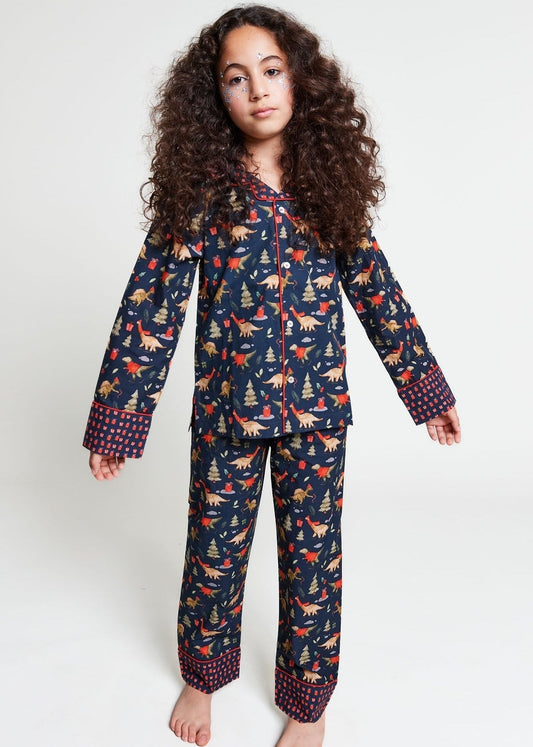 a jurassic christmas - organic cotton kids pyjama set - Kutti Lulu