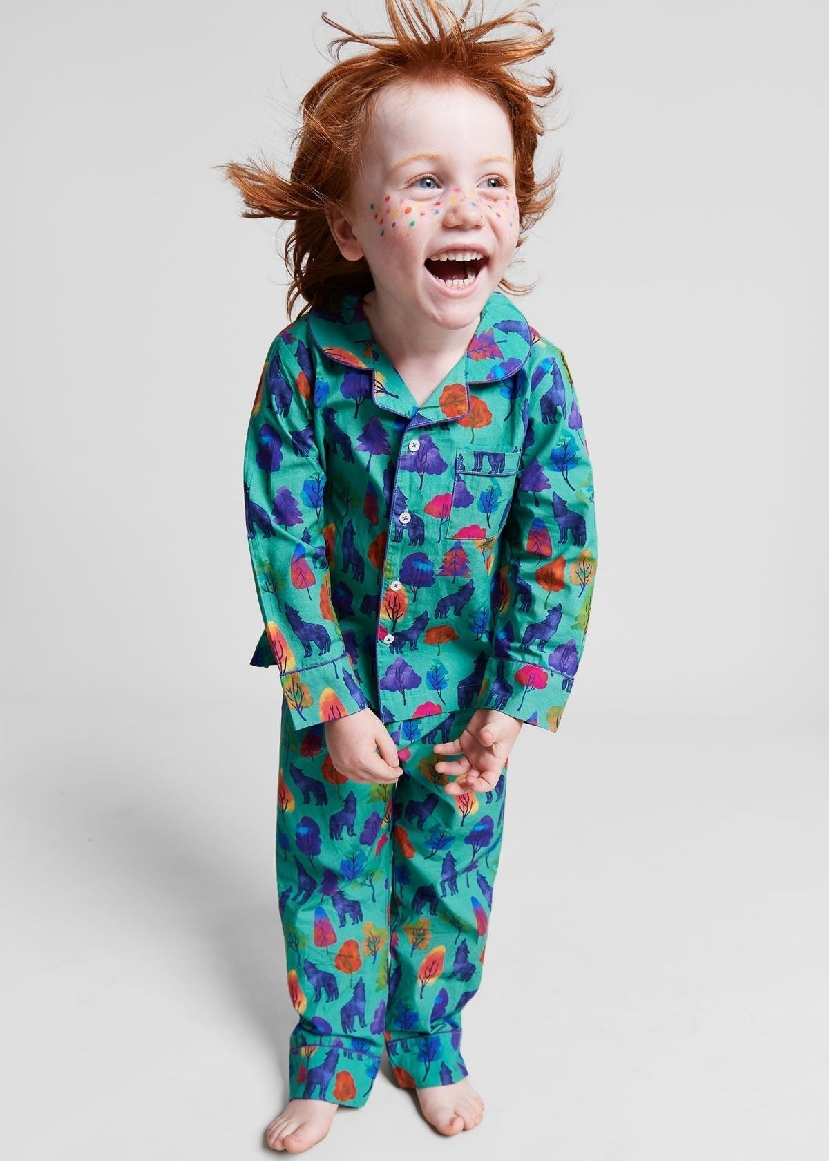 a whimsical howl - organic cotton kids pyjama set - Kutti Lulu