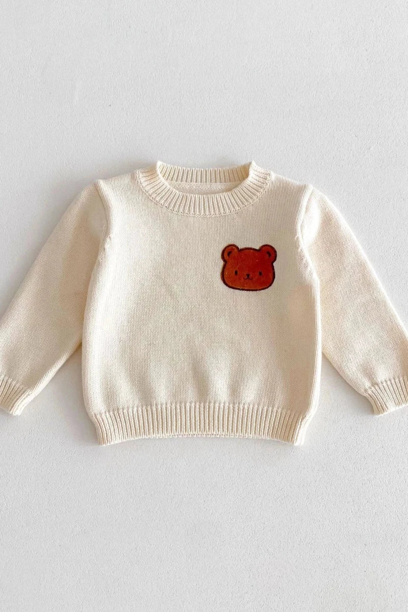COZY Bear Knit Sweater Creme - Cozy Crew Club