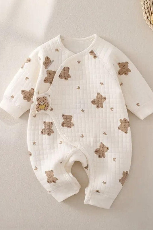 The Happy Bear Boucle Wrap Baby Grow Romper - Cozy Crew Club