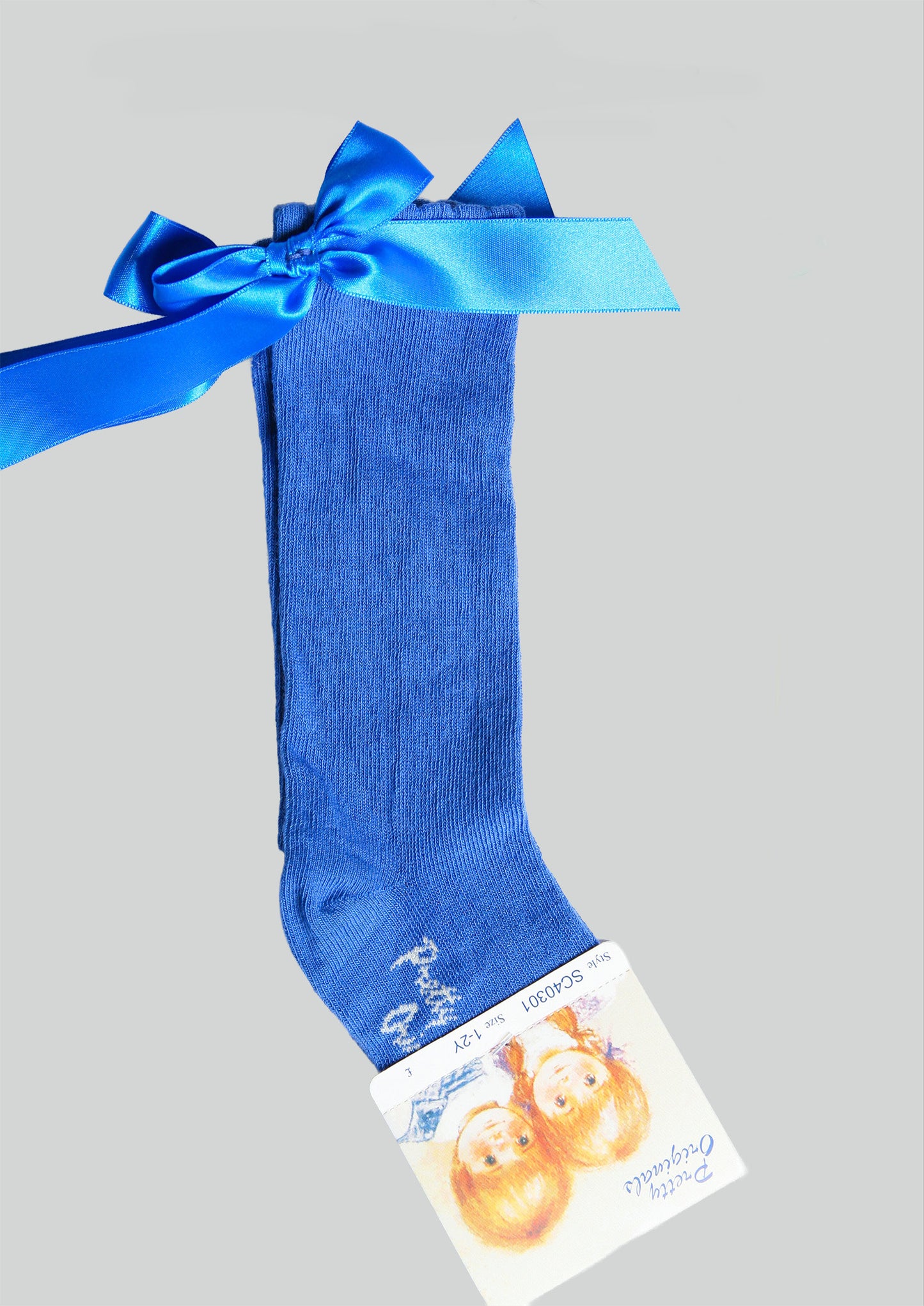 Pretty Originals Royal Bow Knee Socks in Blue