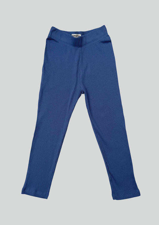 Blue Ribbed Leggings