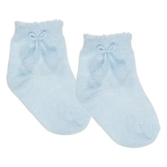 Carlomagno Blue Pom Pom Ankle Socks - Rose & Albert