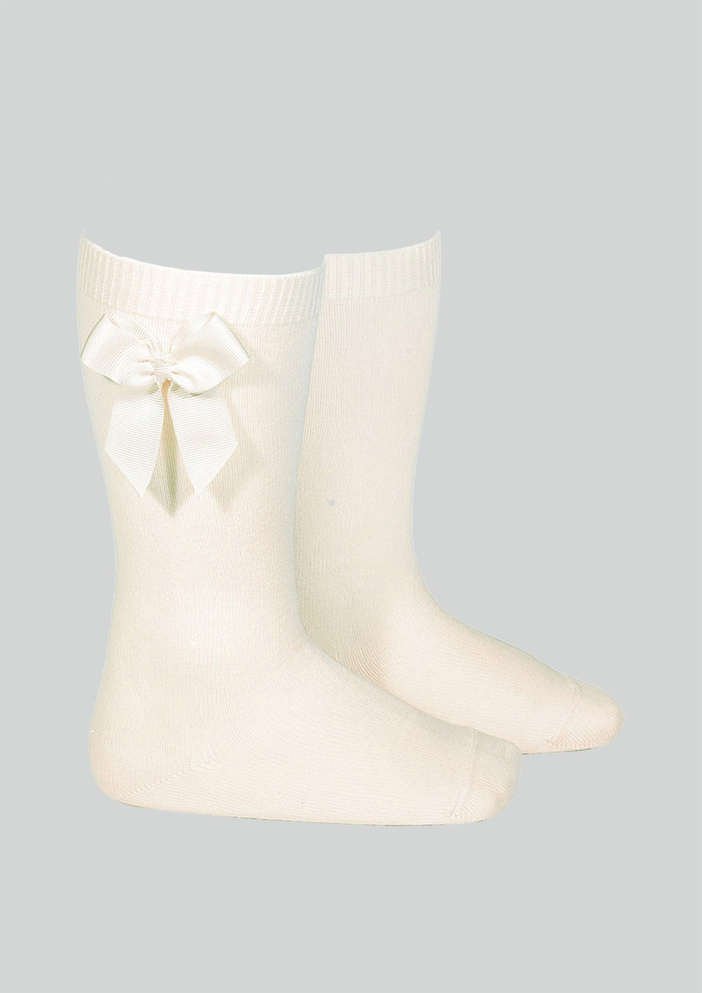Condor ivory satin bow knee socks