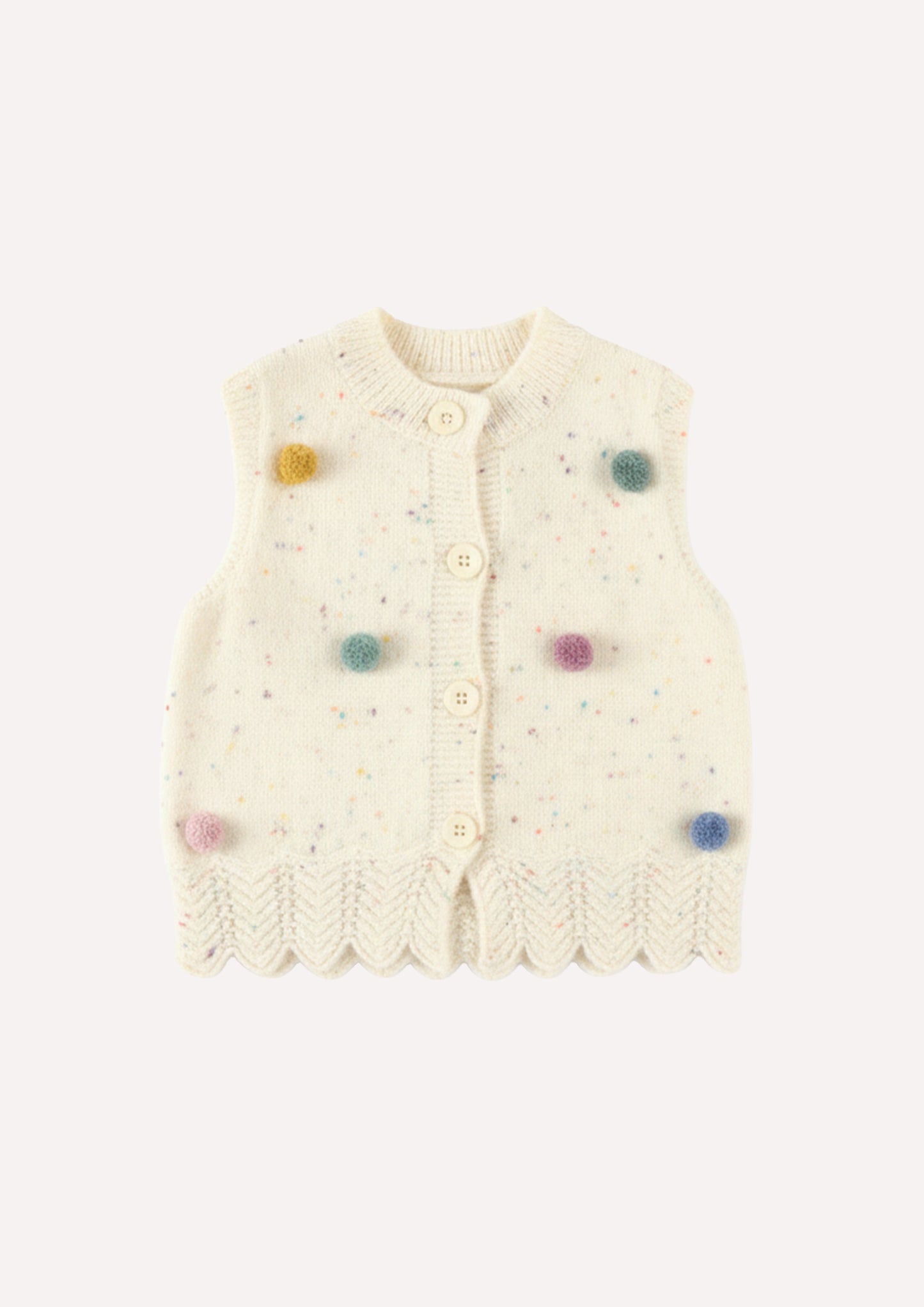 Creamy Pom Vest in White