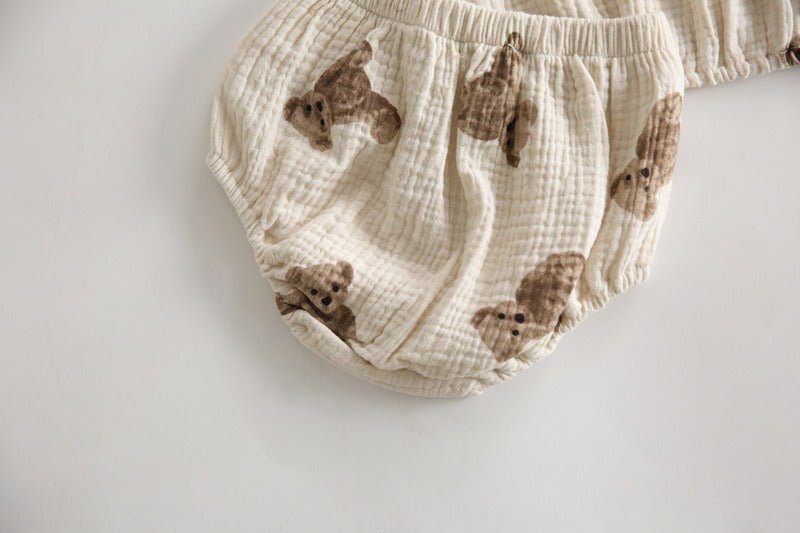 Bear 3 Piece Summer Set (T-Shirt, Shorts & Headband) - Cozy Crew Club