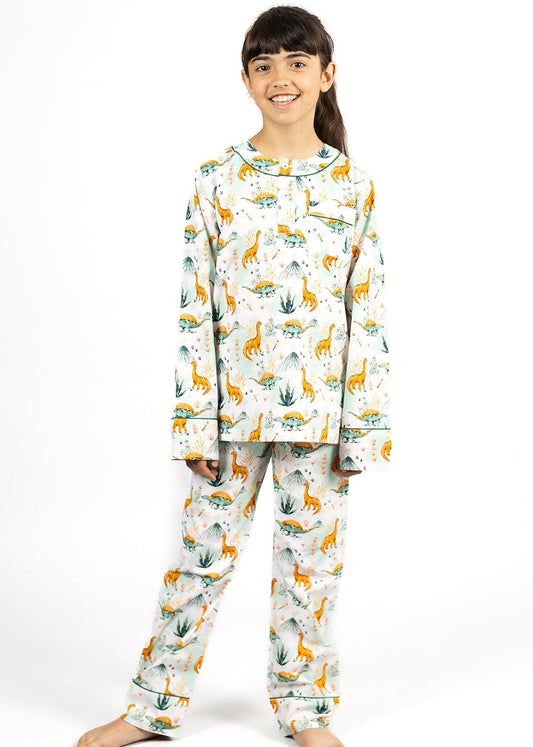 dinosaur summit - organic cotton kids pyjama set - Kutti Lulu