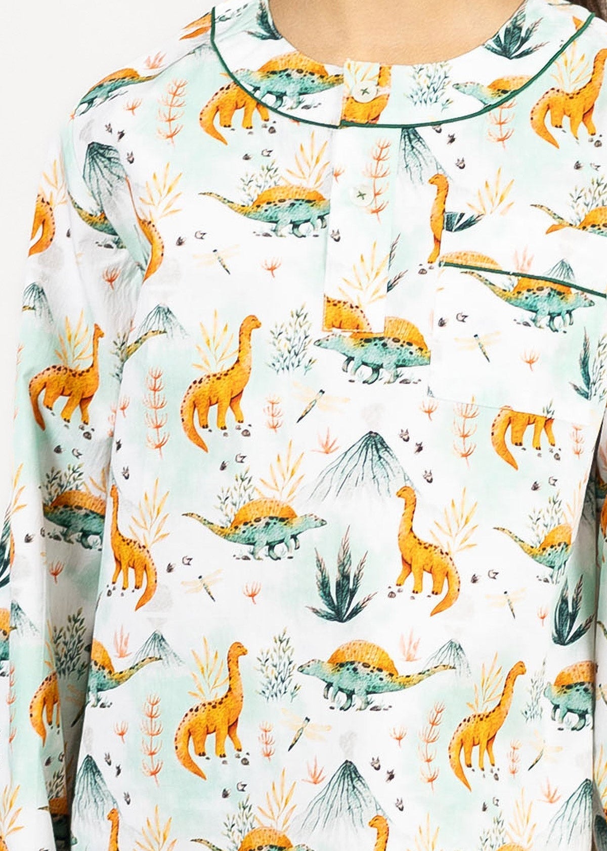 dinosaur summit - organic cotton kids pyjama set - Kutti Lulu