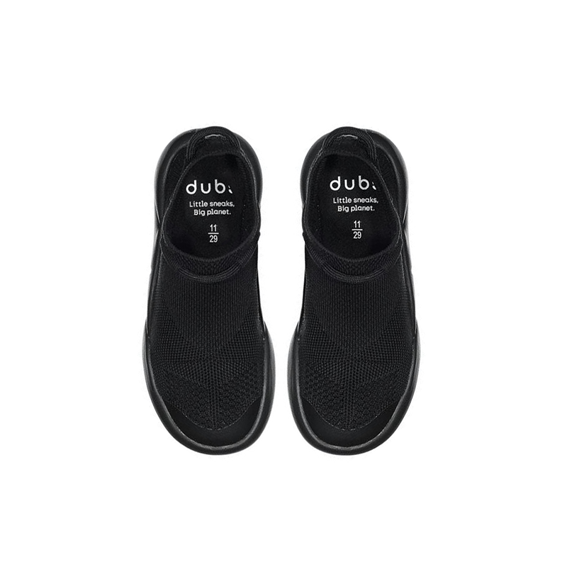 black Dubs Flex wide-fit sensory-friendly kids trainer, top