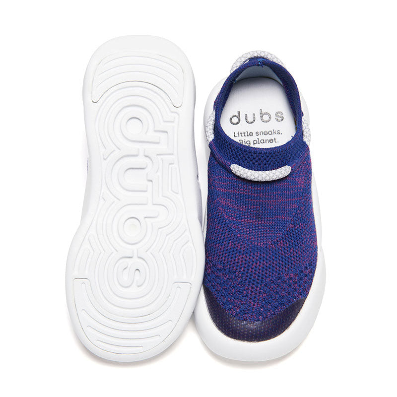 Blue Dubs Flex wide-fit sensory-friendly kids trainer, top view