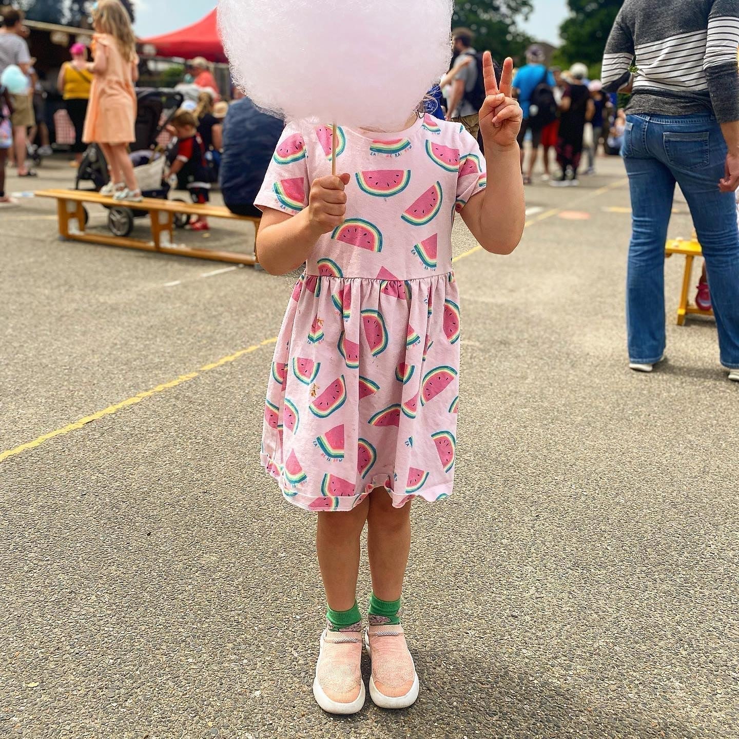 Dubs Flex wide-fit sensory-friendly kids trainer, candy floss