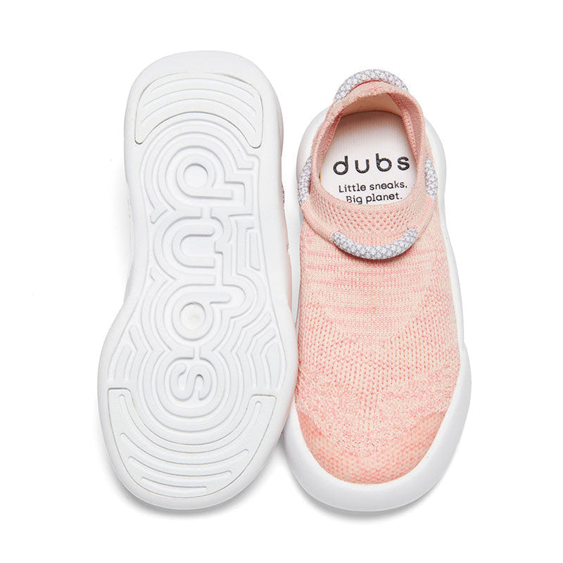 pink Dubs Flex wide-fit sensory-friendly kids trainer, top view