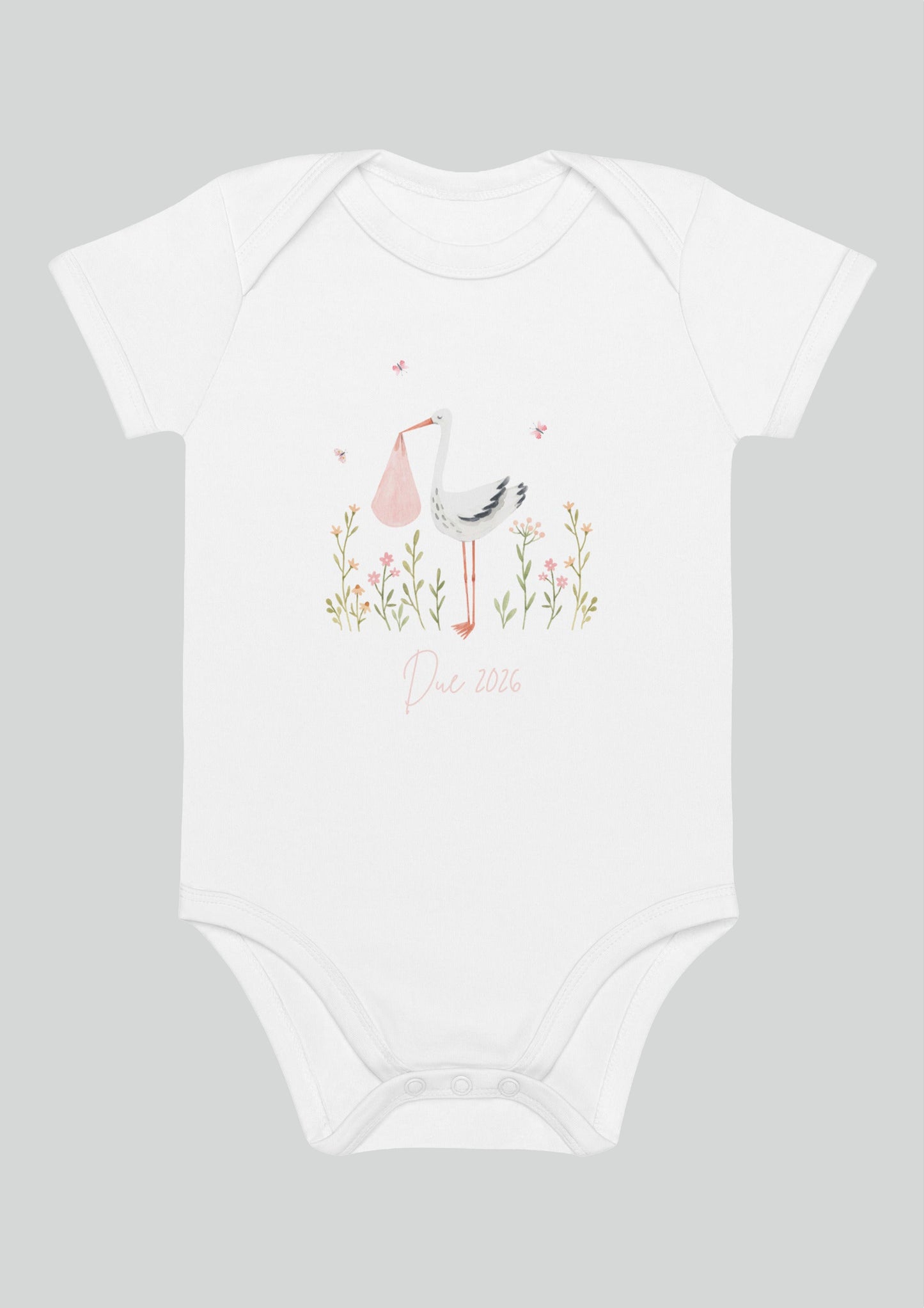 Stork Baby Girl Due Bodysuit