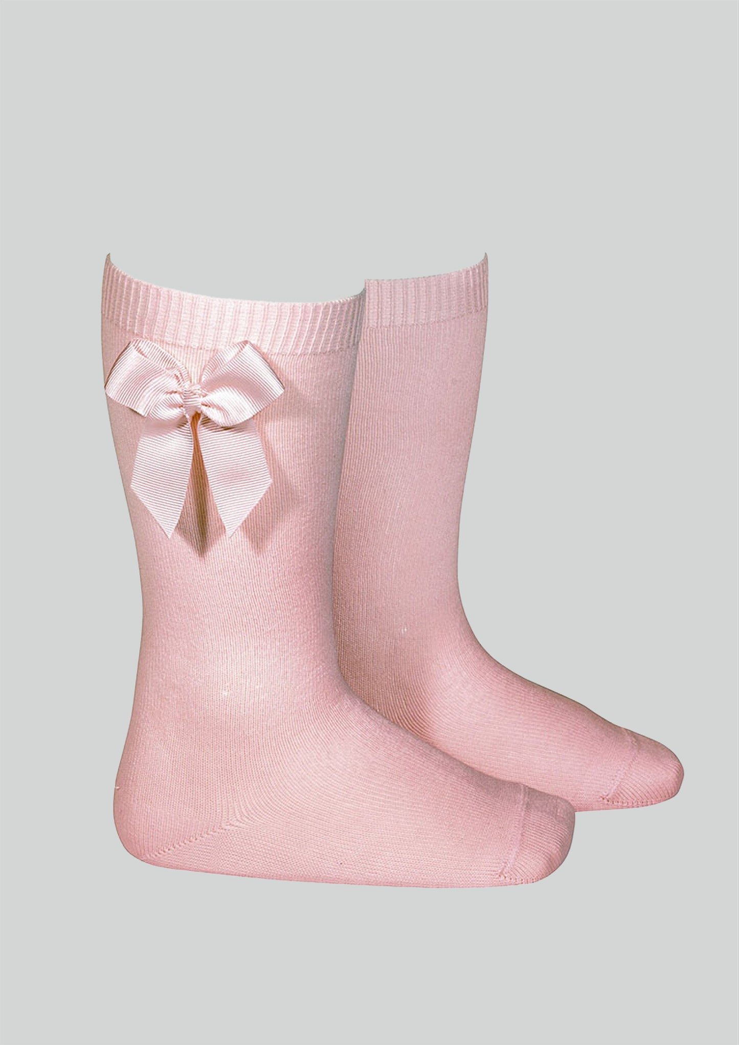 Condor dusky pink satin bow knee socks