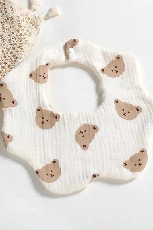The Bear Bib 100% Cotton Creme - Cozy Crew Club