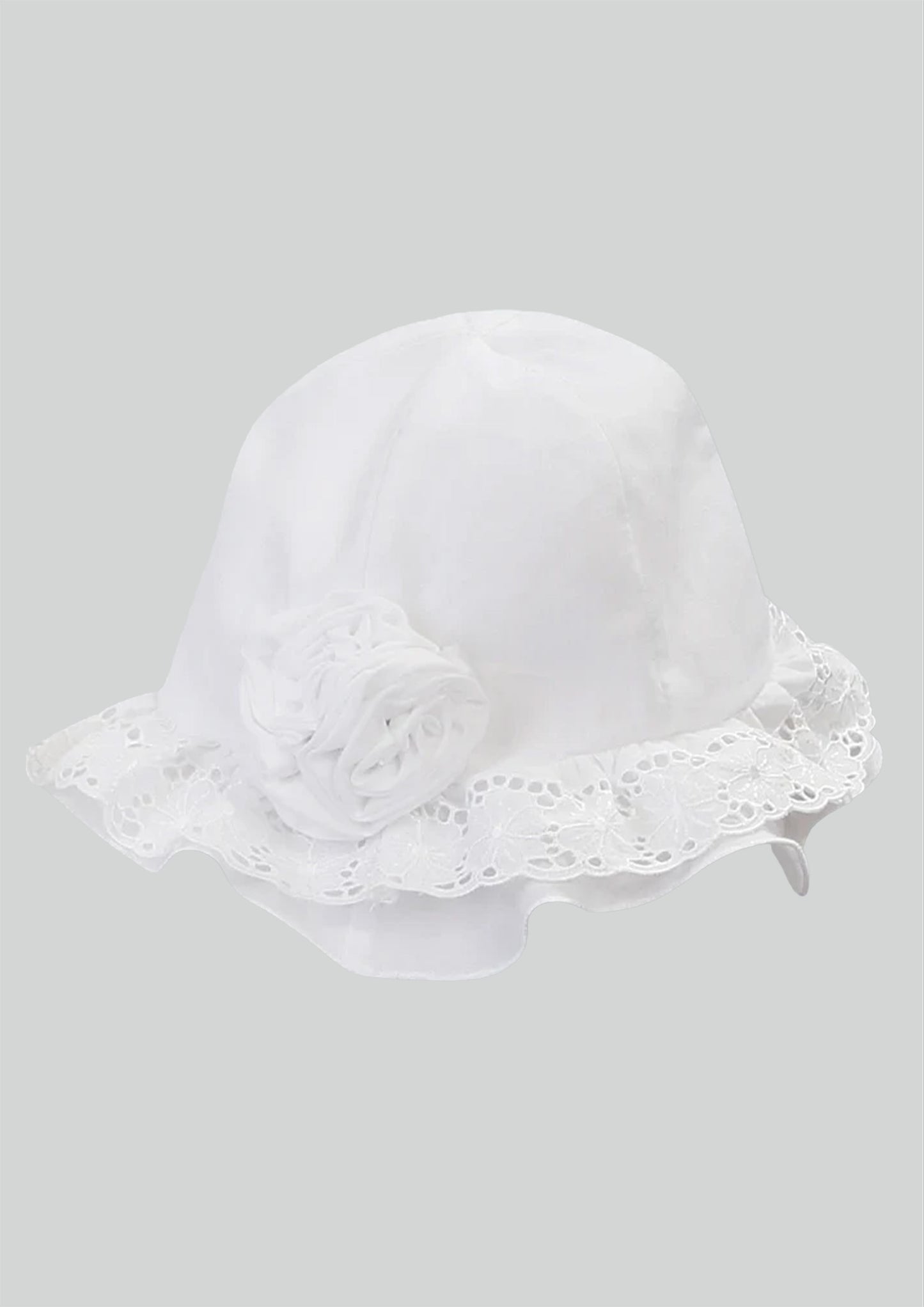 Sarah Louise White Flower Sunhat with broiderie detail