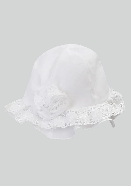 Sarah Louise White Flower Sunhat with broiderie detail