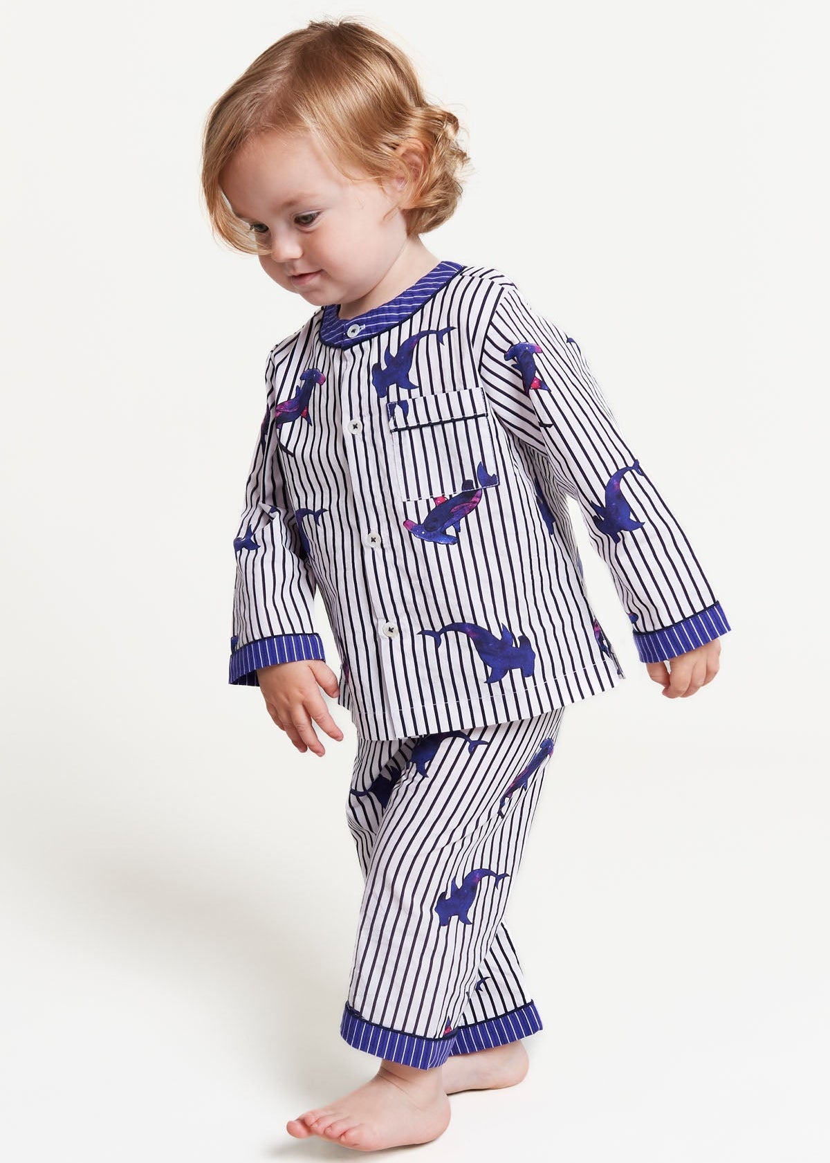galactic sharks - organic cotton baby pyjama set - Kutti Lulu