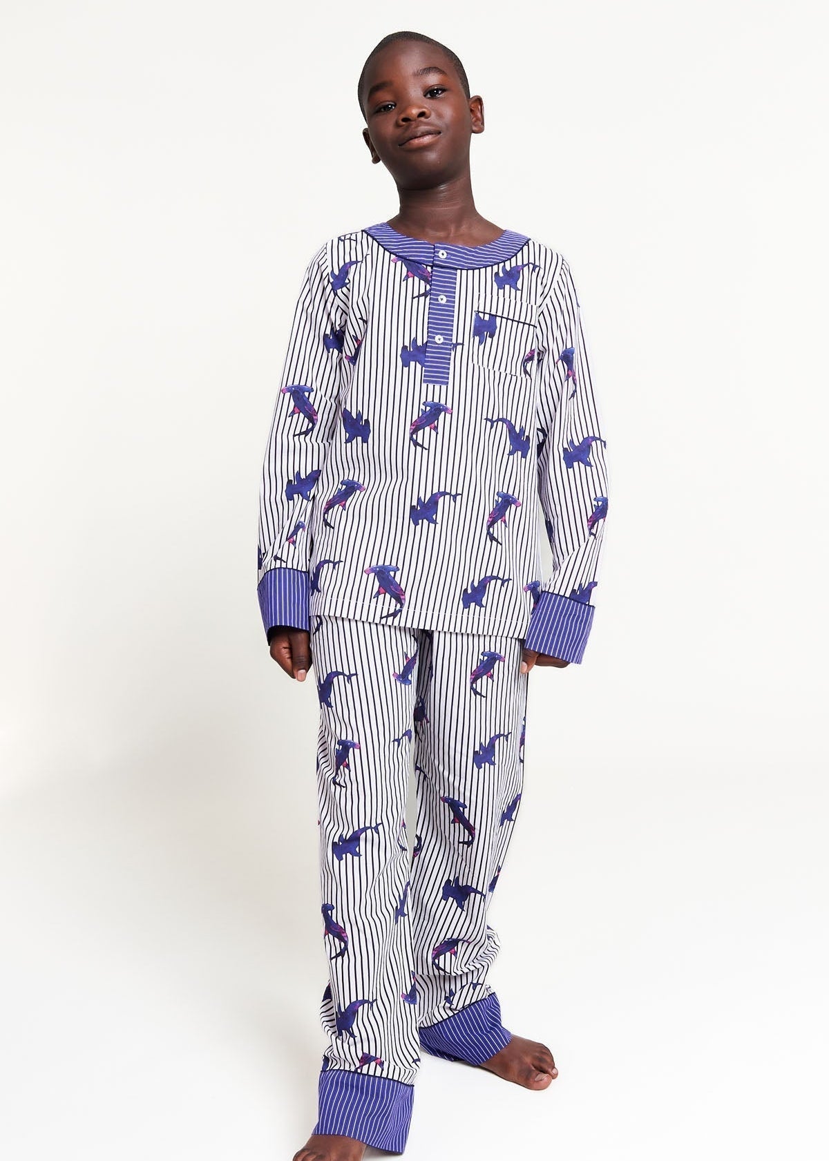 galactic sharks - organic cotton kids pyjama set - Kutti Lulu
