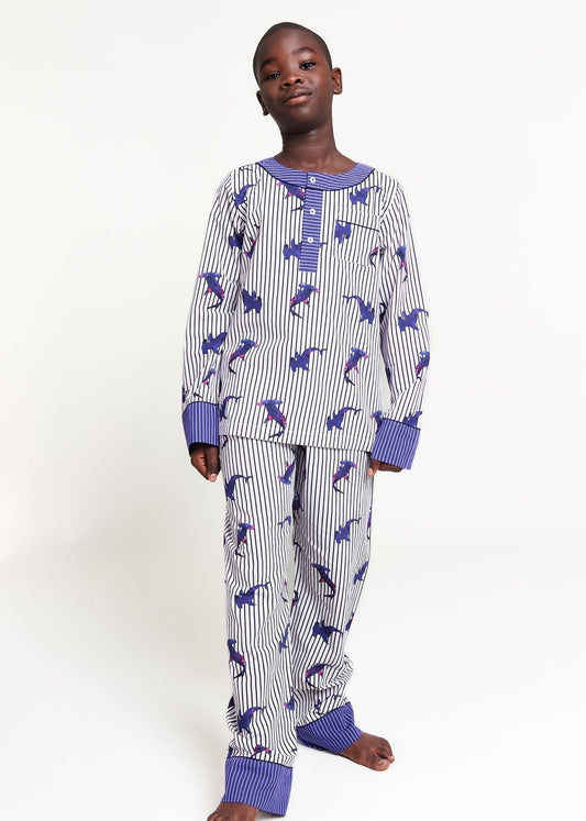 galactic sharks - organic cotton kids pyjama set - Kutti Lulu