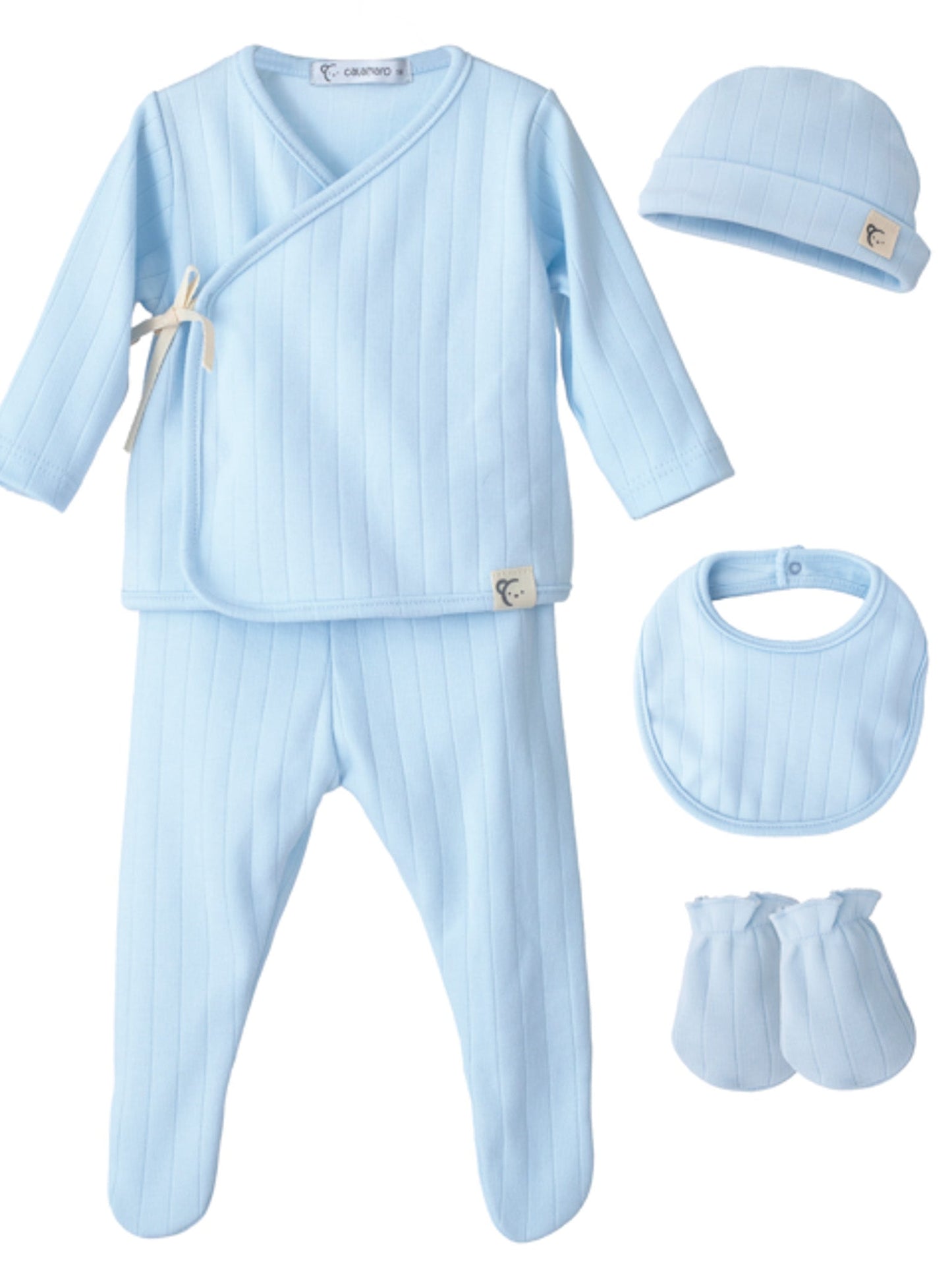 Calamaro boxed baby blue 6 piece baby gift set - Rose & Albert
