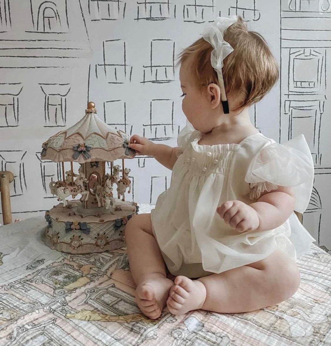 Petite Maison Kids Ivory 'Bella' Romper - Rose & Albert