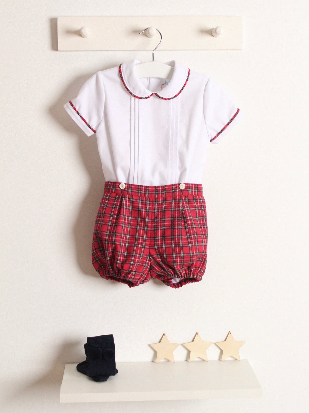 Artesanias Filitia 'Jonas' Red Tartan Short Set - Rose & Albert