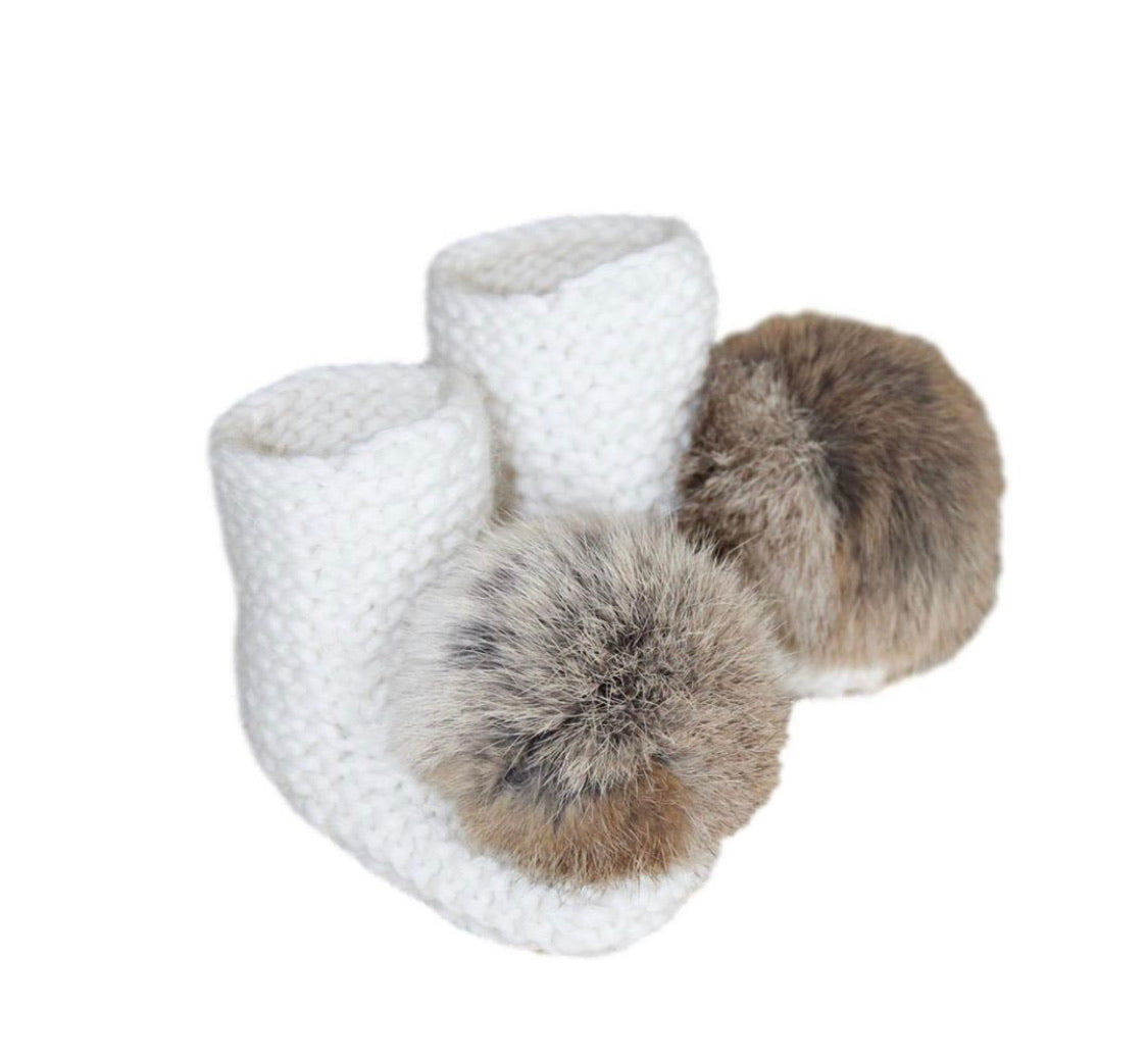 Petit Maison angora pom pom booties pre order - Rose & Albert