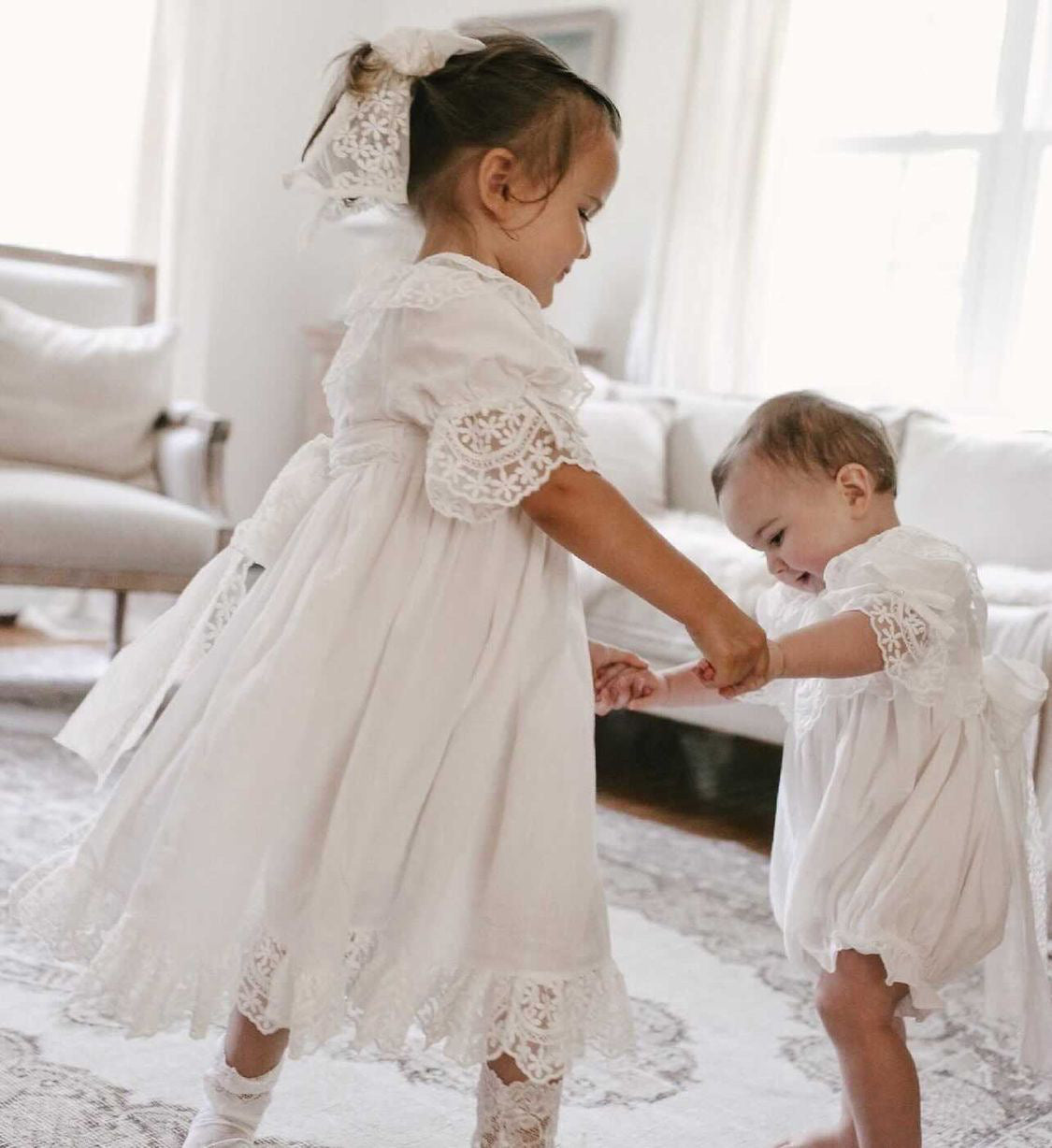 Petite Maison Kids Katherine embroidered linen romper - Rose & Albert