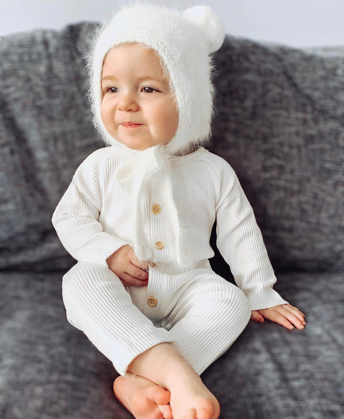 Petite Maison Kids White 'Teddy' Cashmere Hat - Rose & Albert