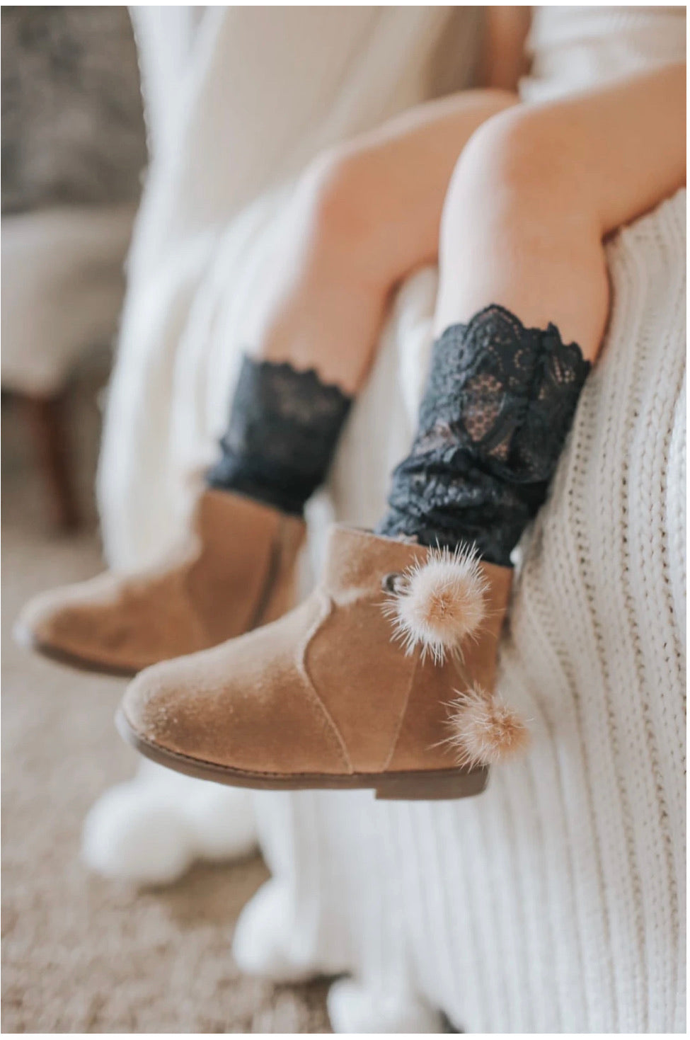 Petite Maison Kids Charcoal 'Alice' Lace Socks - Rose & Albert