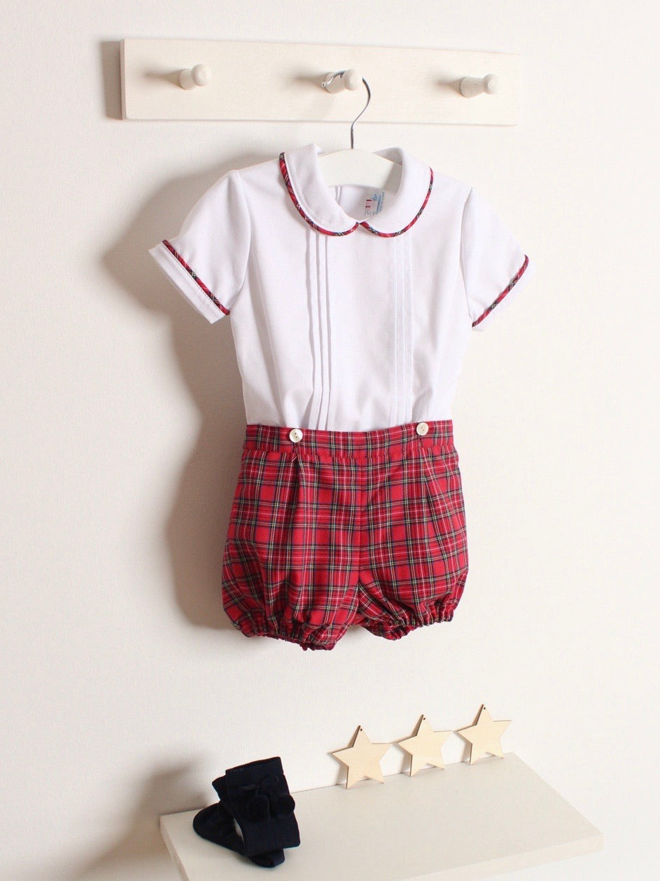 Artesanias Filitia 'Jonas' Red Tartan Short Set - Rose & Albert