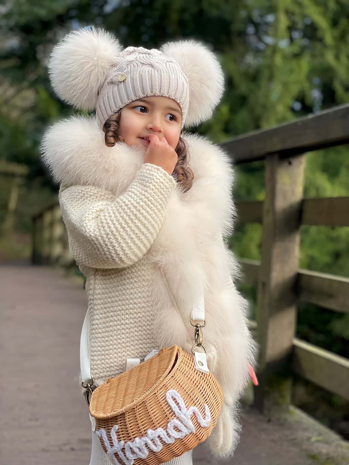 Petite Maison Kids Sandstone Merino Wool Double Pom Hat - Rose & Albert