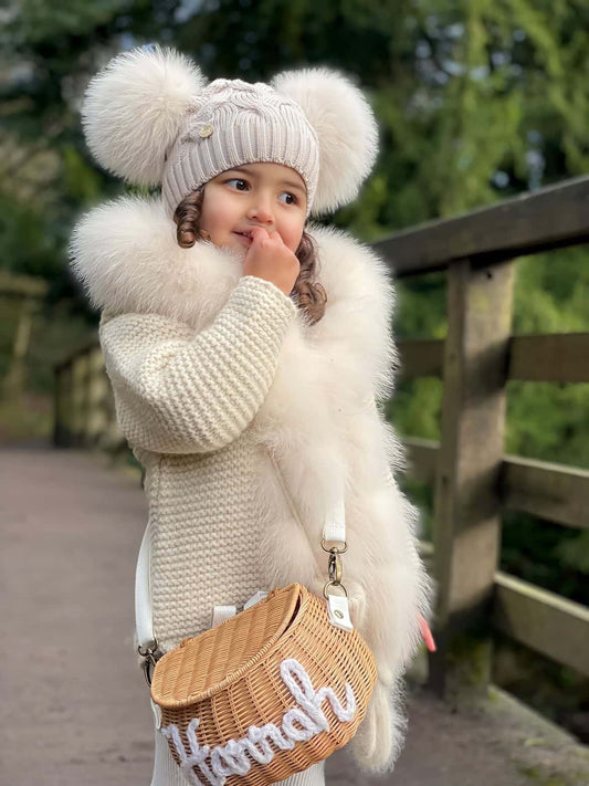 Petite Maison Kids Sandstone Merino Wool Double Pom Hat - Rose & Albert