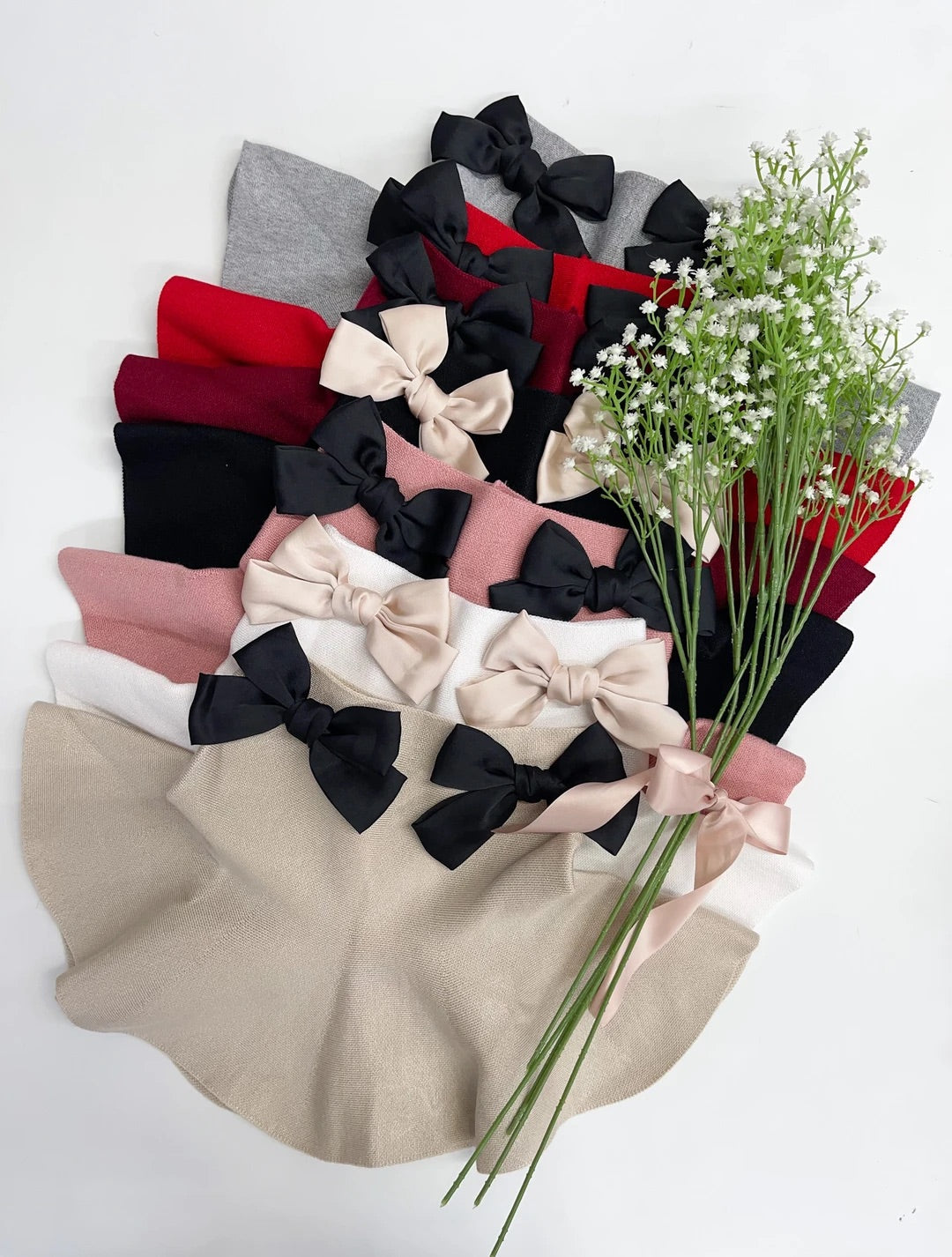 Petite Maison Kids White Flare Skirt with satin bows - Rose & Albert