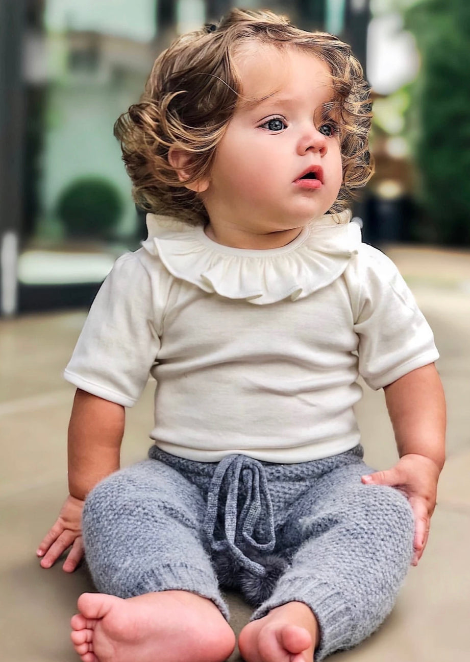 Petite Maison Kids honeycomb knit cashmere pom pants - Rose & Albert