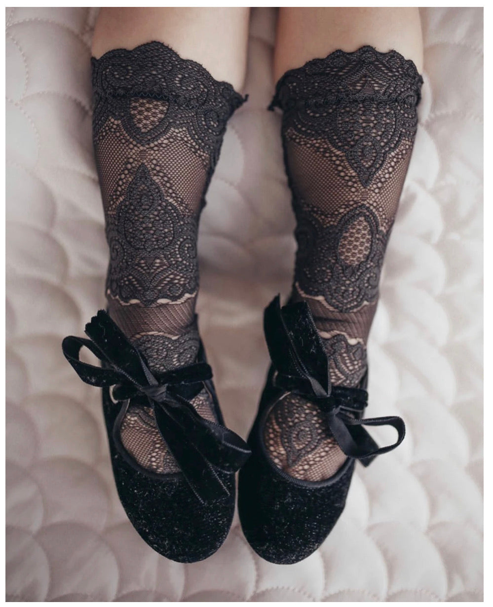 Petite Maison Kids Charcoal 'Alice' Lace Socks - Rose & Albert