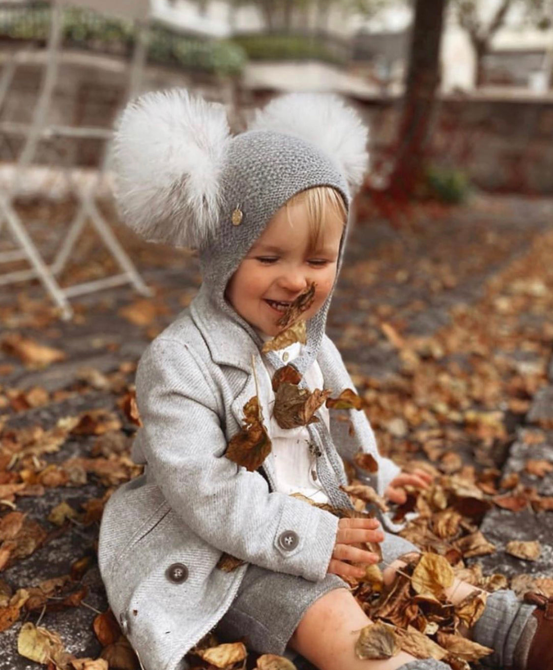 Petite Maison Kids Grey Honeycomb Cashmere Fur Bonnet - Rose & Albert