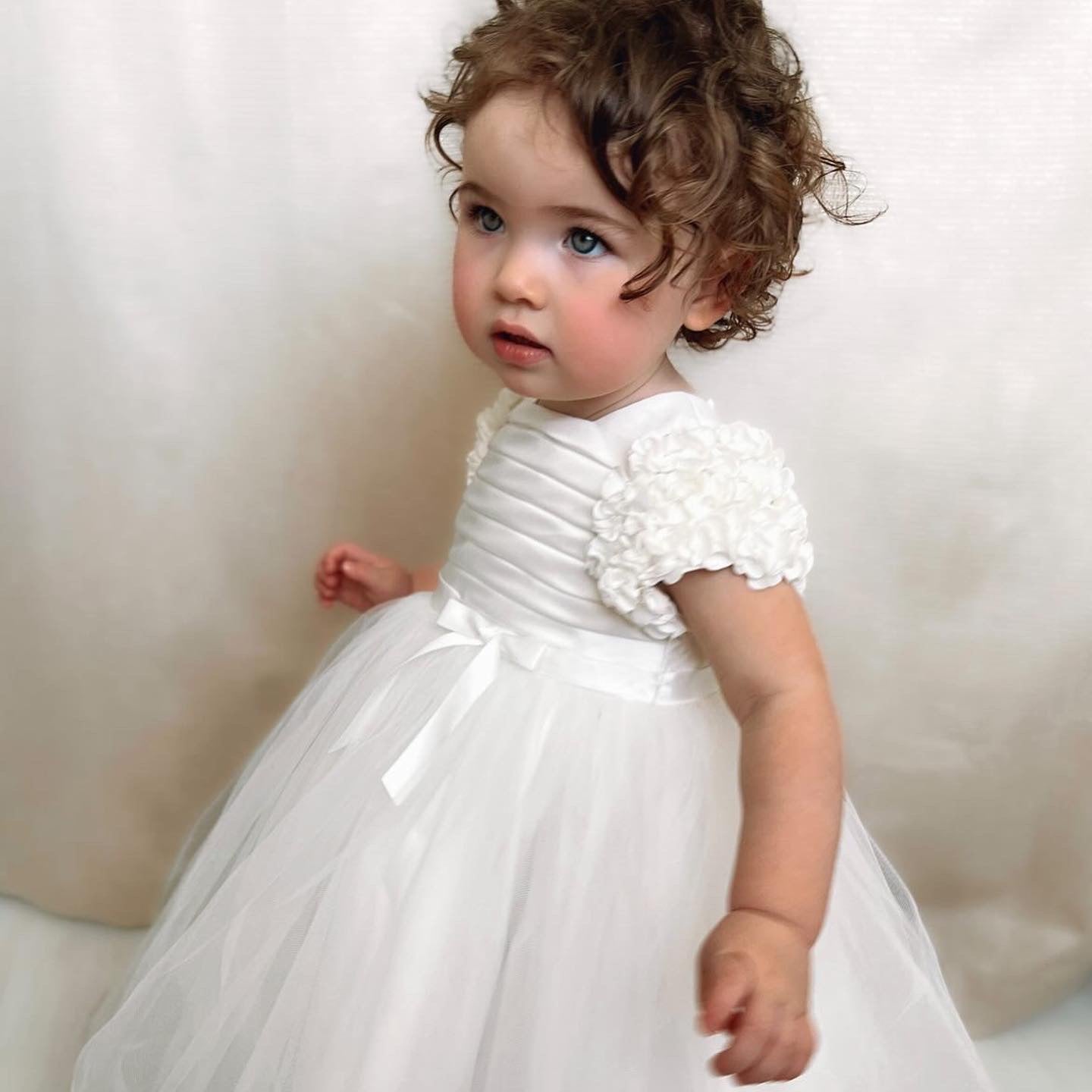 Sarah Louise Ivory Satin & Tulle Occasion Dress - Rose & Albert