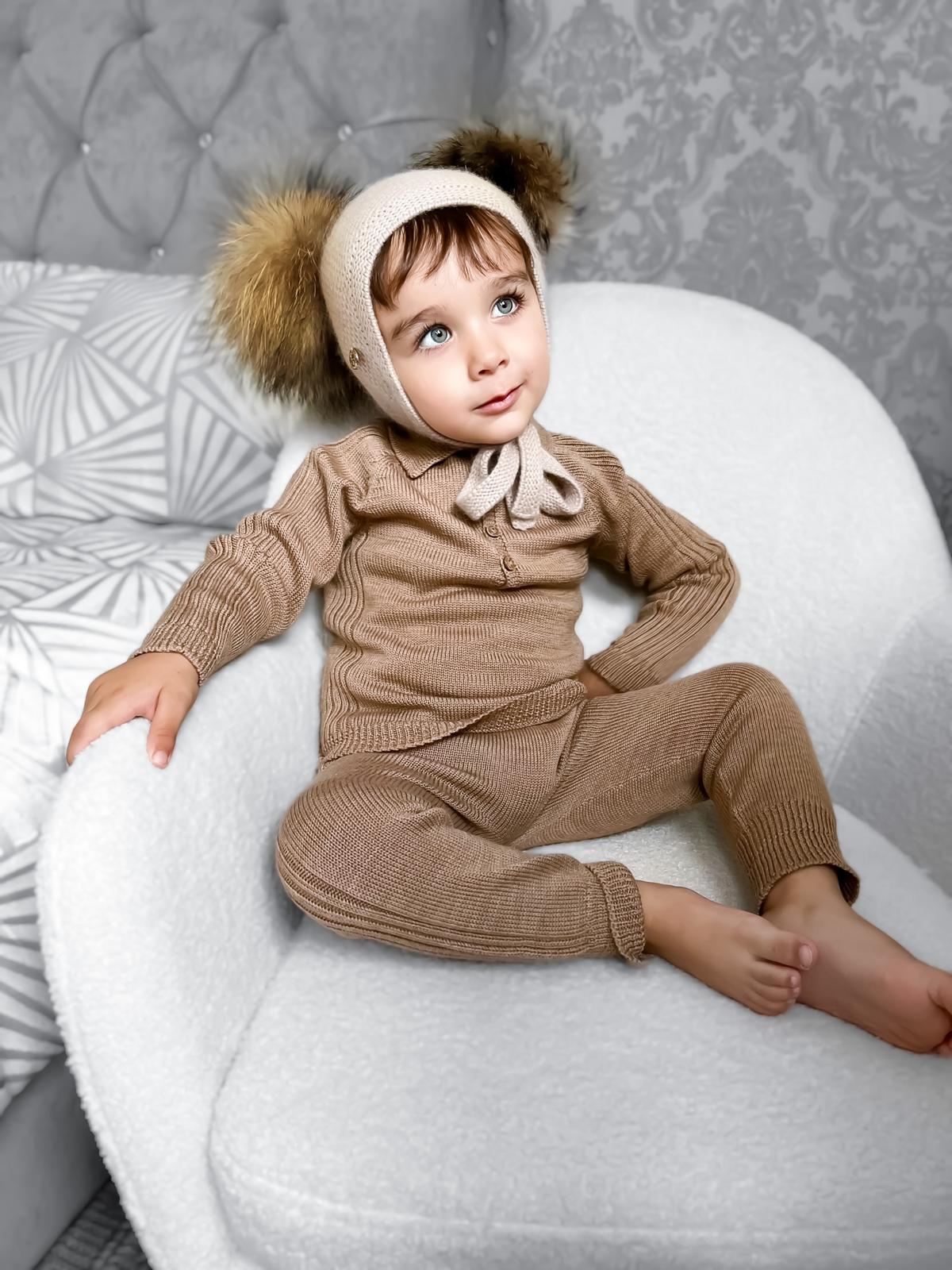 Petite Maison Kids Beige Honeycomb Cashmere Fur Bonnet - Rose & Albert