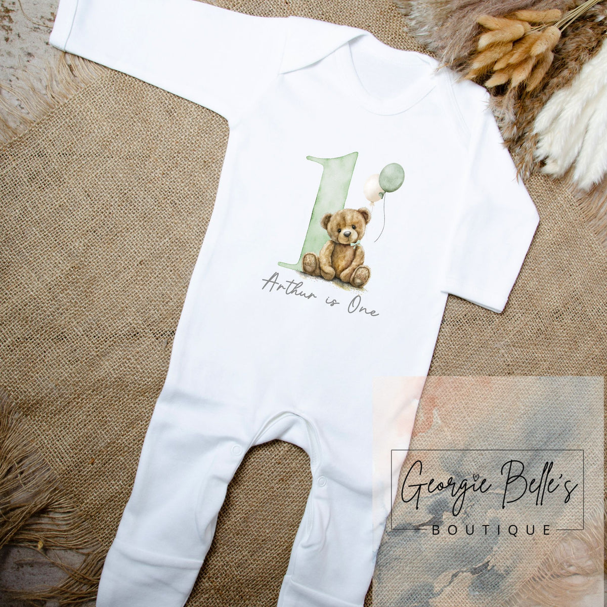 Birthday Babygrow / Vest - Sage Bear Design