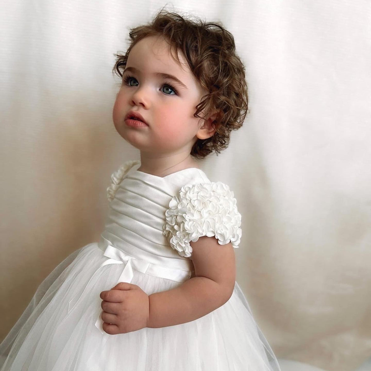 Sarah Louise Ivory Satin & Tulle Occasion Dress - Rose & Albert