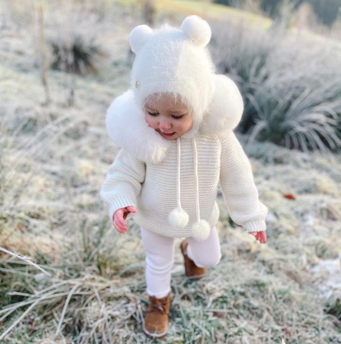 Petite Maison Kids White 'Teddy' Cashmere Hat - Rose & Albert