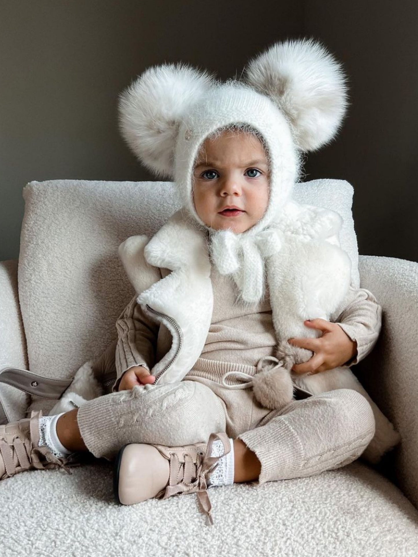 Petite Maison Kids Ivory 'Hero' Cashmere Bonnet - Rose & Albert