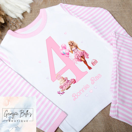 Personalised Birthday Pyjamas - Barbie Inspired Design